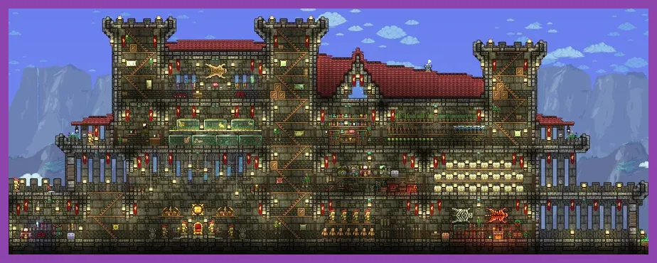 Complex NPC housing town in Terraria