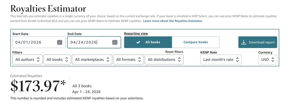 KDP Royalties earnings screenshot 2