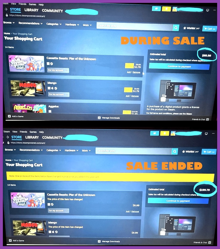 Steam digital storefront promotional banner with discount tags
