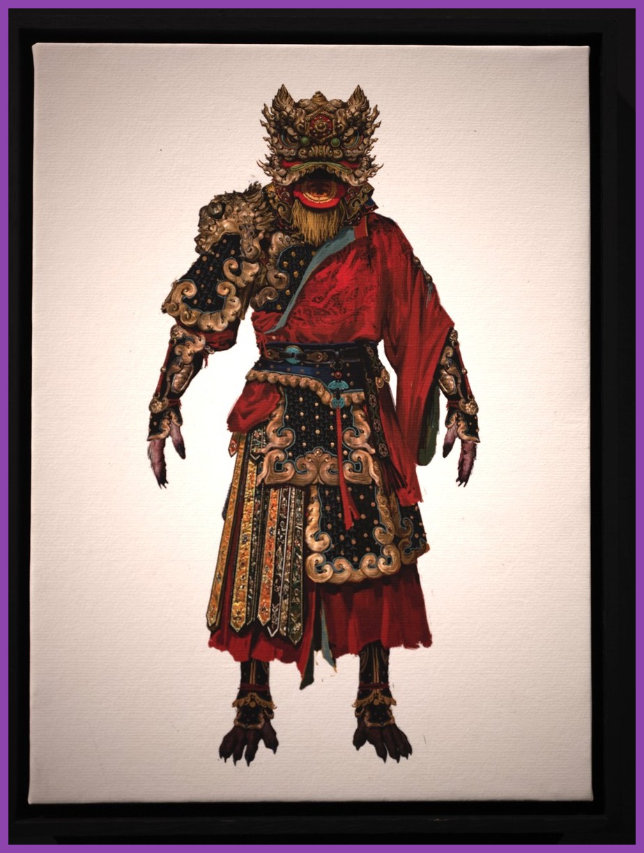 Concept art portrait of Sun Wukong with detailed fur, golden eyes, and the signature golden headband