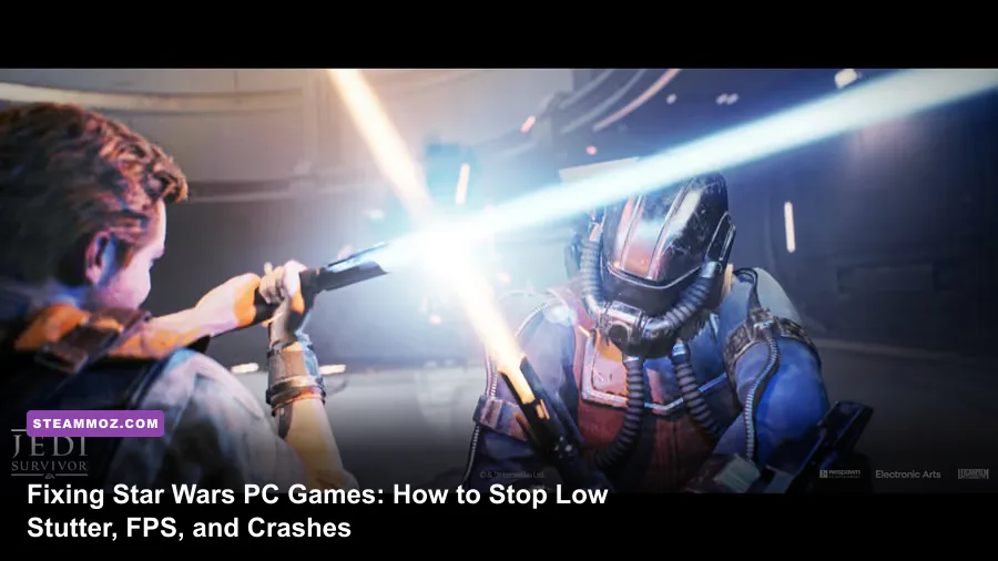 Cal Kestis in intense lightsaber combat in Star Wars Jedi Survivor on high-end PC