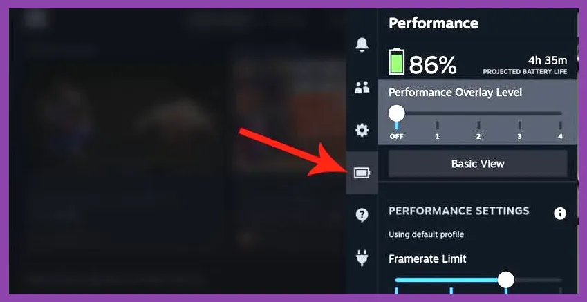 Steam Deck OLED performance overlay showing framerate and TDP limits