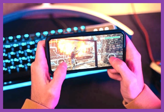Gamer enjoying RPG on a low‑end Android phone