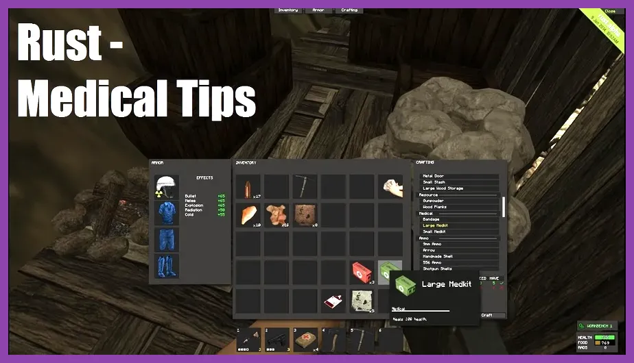 Medical supplies and resources needed for the Rust boss fight