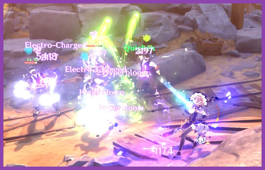 Genshin Impact fast-paced elemental combat with flashy skill effects