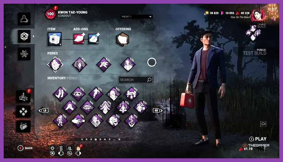 Dead by Daylight survivor perk loadout customization menu