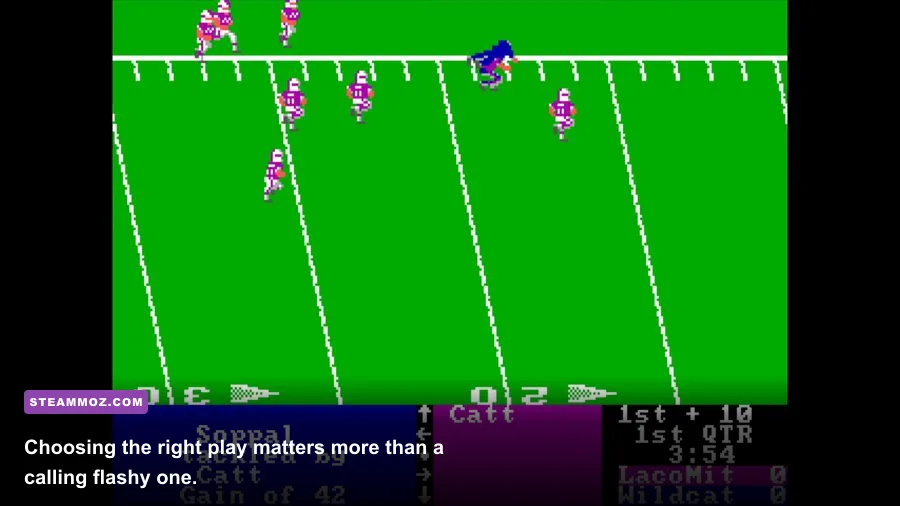 4th & Inches offensive formation and play selection screen