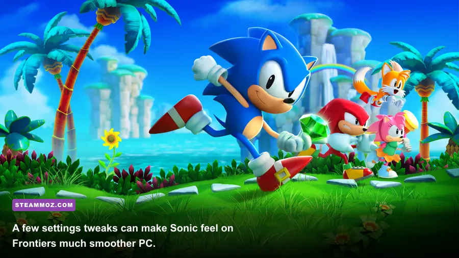 Sonic Frontiers PC graphics settings menu with resolution and quality options