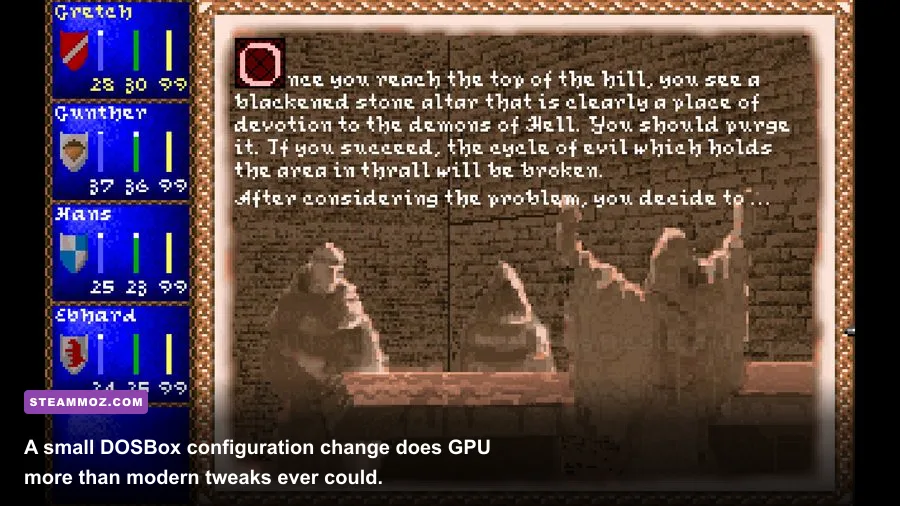 DOSBox configuration for running Darklands with sharp pixel scaling