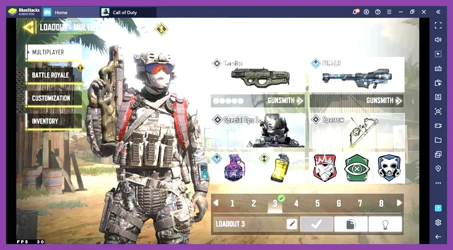 Call of Duty Mobile loadout menu featuring the Hardline blue perk for increased score