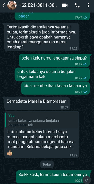 Testimoni peserta Kelas Dewasa 2