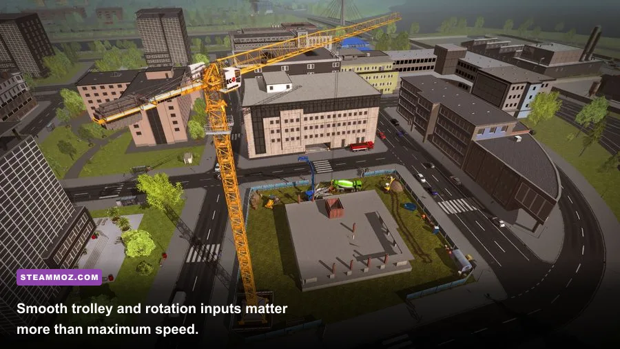 Construction Simulator 2015 Liebherr 150 EC-B crane controls during a lifting job