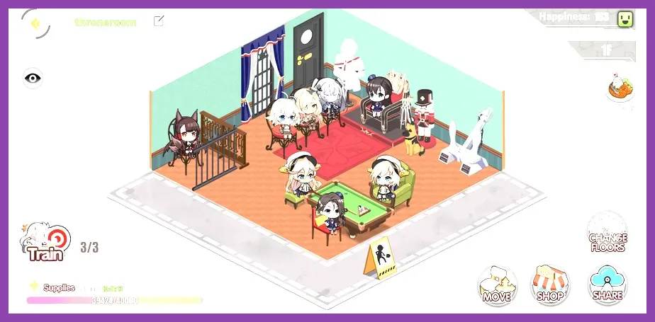 Azur Lane dormitory system showcasing comfort ratings