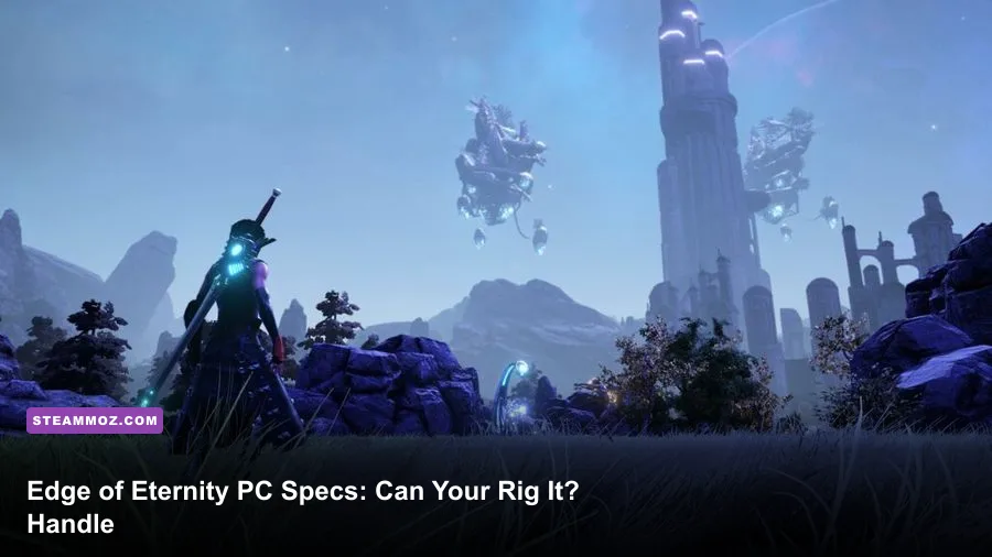 Edge of Eternity PC gameplay showing the party exploring a desert landscape