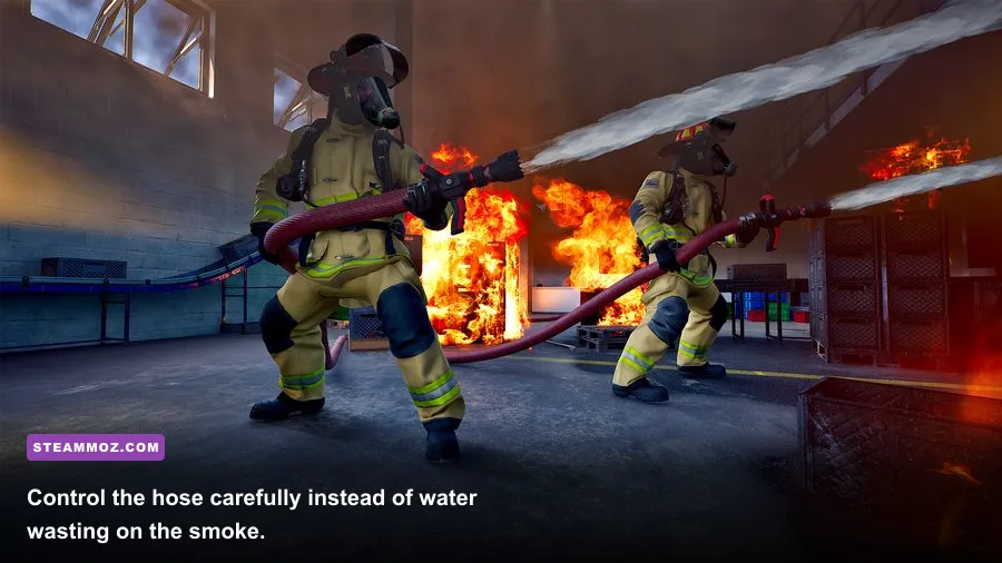 Firefighters 2014 firefighter extinguishing flames with a hose