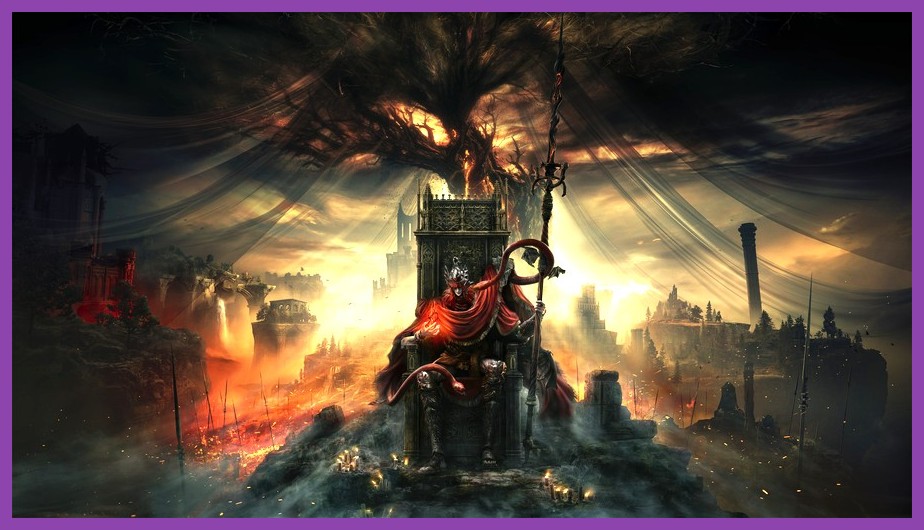Official cover art for Elden Ring Shadow of the Erdtree DLC showing the Erdtree and new landscape