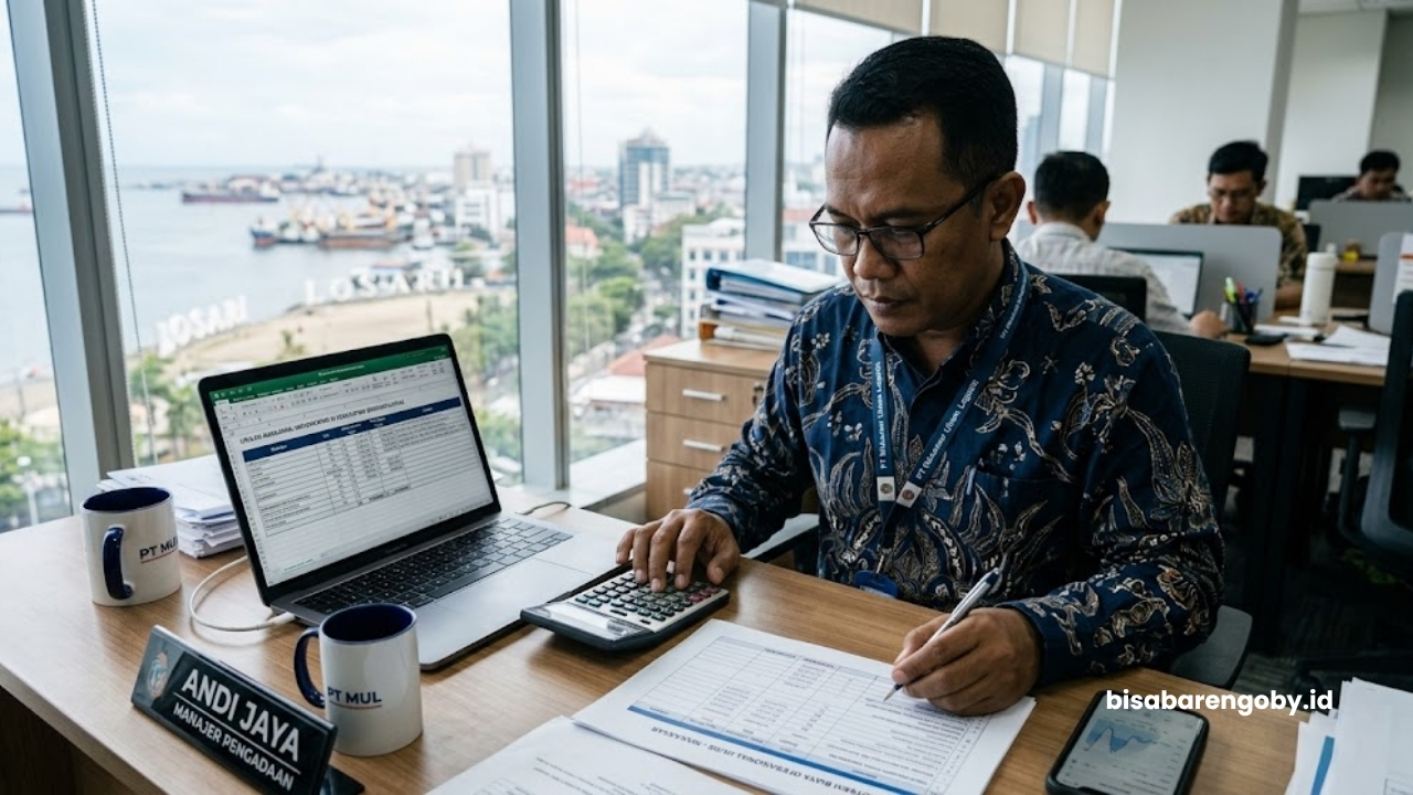 Manajer pengadaan menghitung biaya AI Forecasting untuk perusahaan di Makassar berbasis Llama