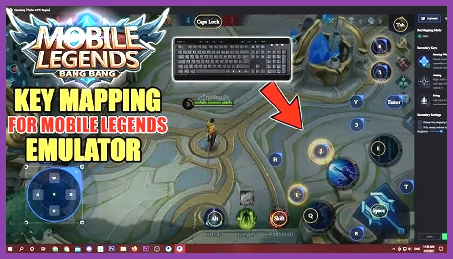 Mobile Legends Bang Bang running on PC emulator with mapped key controls