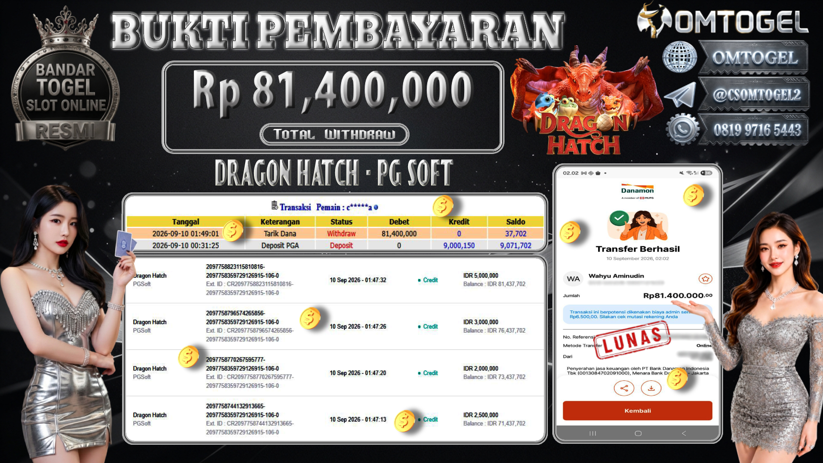 OMTOGEL JACKPOT PG SOFT DRAGON HATCH Rp.81,400,000,- DIBAYAR LUNAS