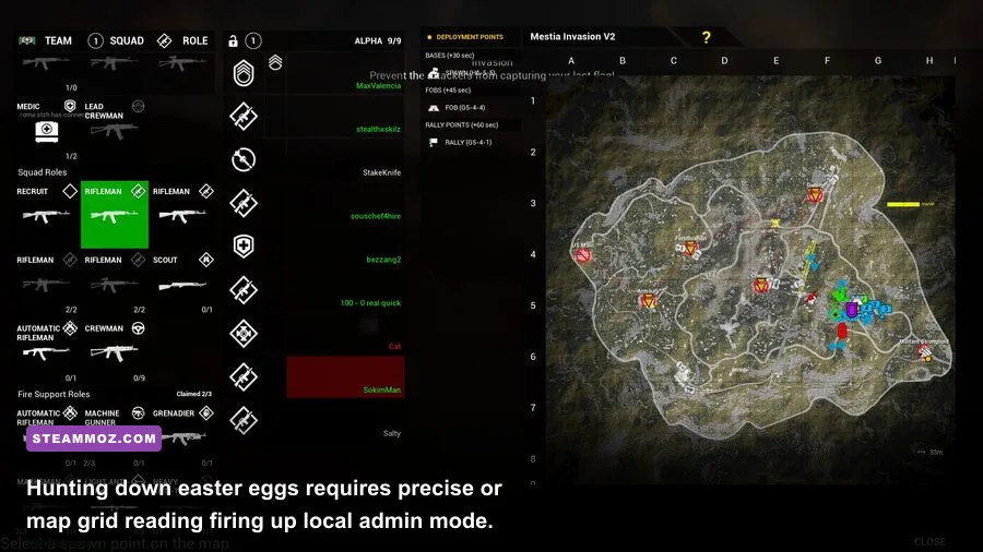 Tactical deployment overview map in Squad