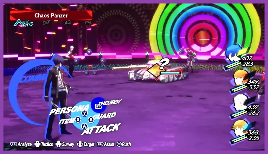 Persona 3 Reload turn based battle system UI