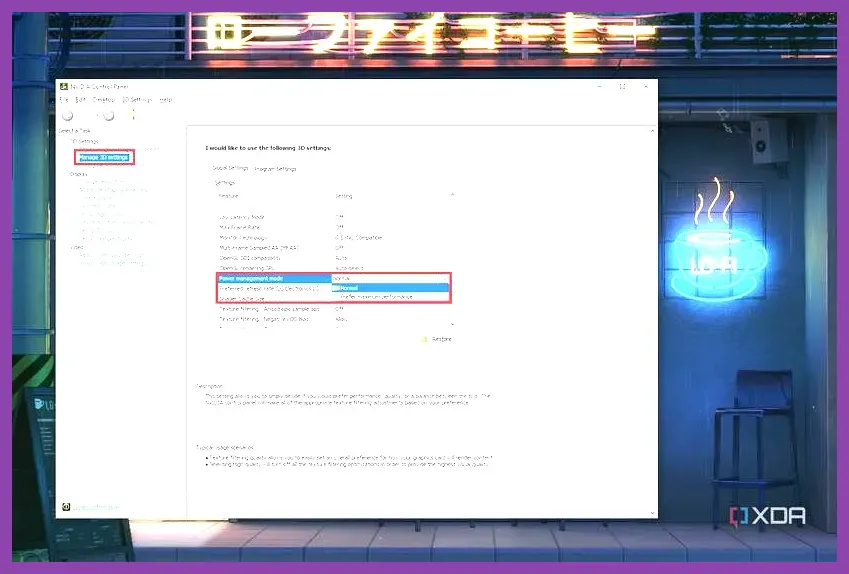 NVIDIA Control Panel 3D settings custom configuration for Elden Ring executable