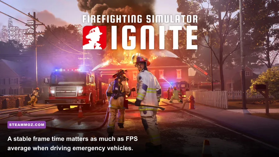 Firefighting Simulator Ignite first-person firetruck cockpit gameplay on PC