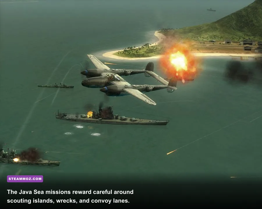 Battlestations Midway Battle of the Java Sea naval combat and wreckage