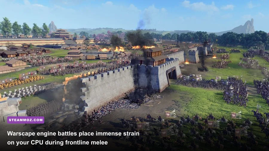 Frontline cavalry clash in Total War Three Kingdoms showing unit density