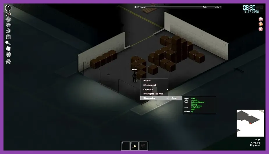 Fortified Project Zomboid safehouse with barricades, storage, generator and rain collectors