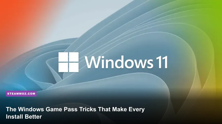 Windows Xbox app showing a PC Game Pass library on a gaming monitor