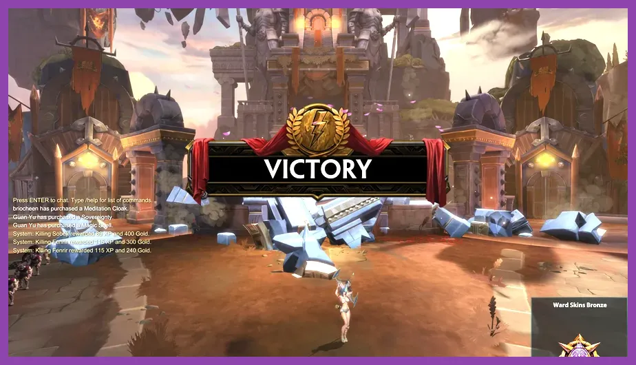 Smite victory screen after match completion
