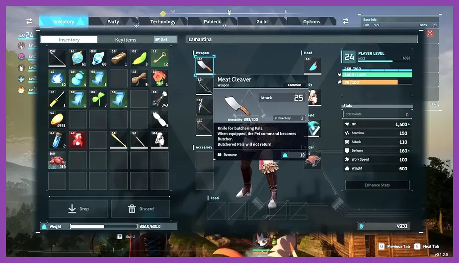 Player using the Meat Cleaver on a captured Alpha Pal in Palworld