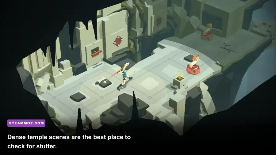 Lara Croft GO jungle temple puzzle level gameplay on PC