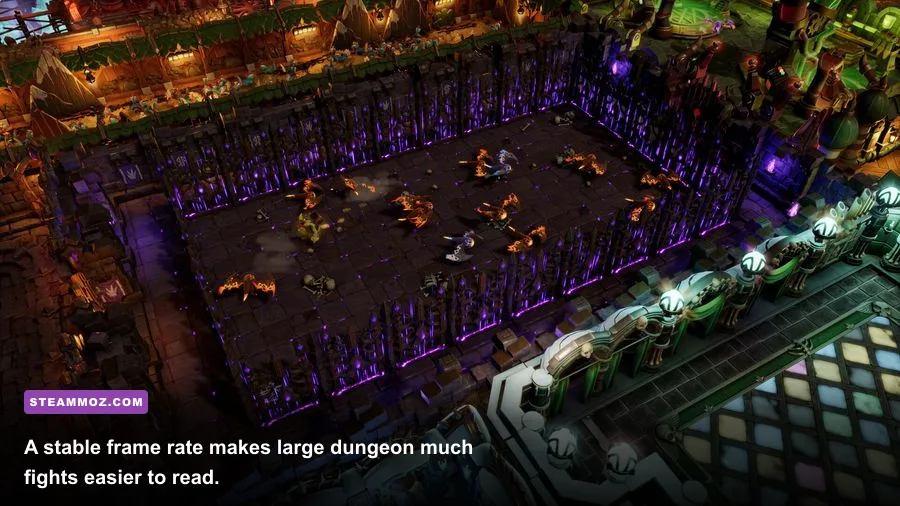 Dungeons 4 PC gameplay at 1440p showing dungeon management interface