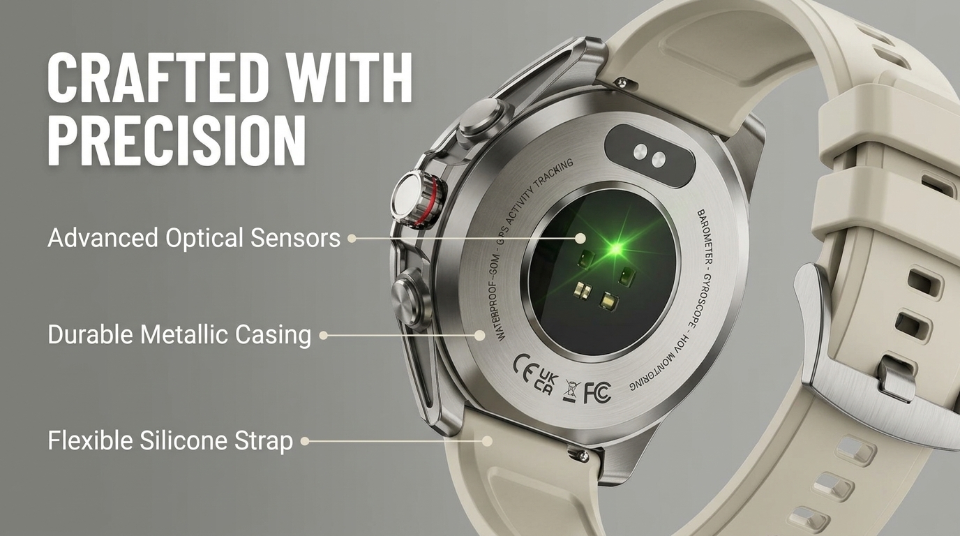 Close-up of FT66 smartwatch AMOLED screen and rugged frame