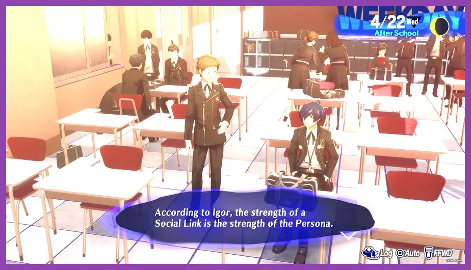 Persona 3 Reload school life and social stats management