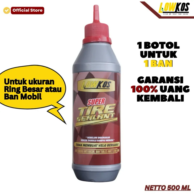 Tire Sealant Cairan Penambal Ban Otomatis Lowkos 500 ML Cairan Tubless - Gambar 2
