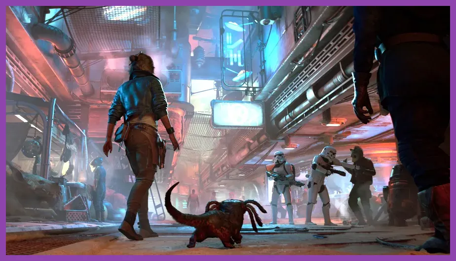 ND-5 droid standing beside Kay Vess in Star Wars Outlaws