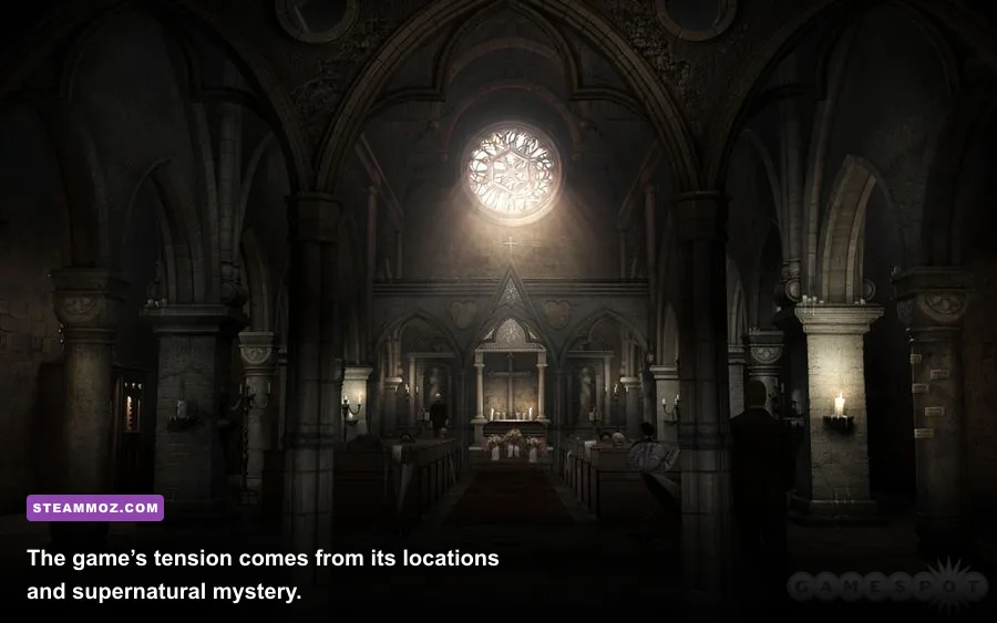Dark interior location from Black Mirror III Final Fear