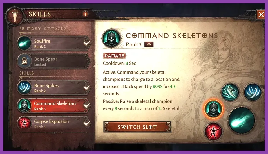 Necromancer shielding party members with Bone Armor in Diablo Immortal