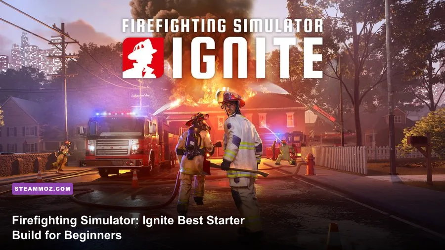 Firefighting Simulator Ignite fire engine arriving at a burning building