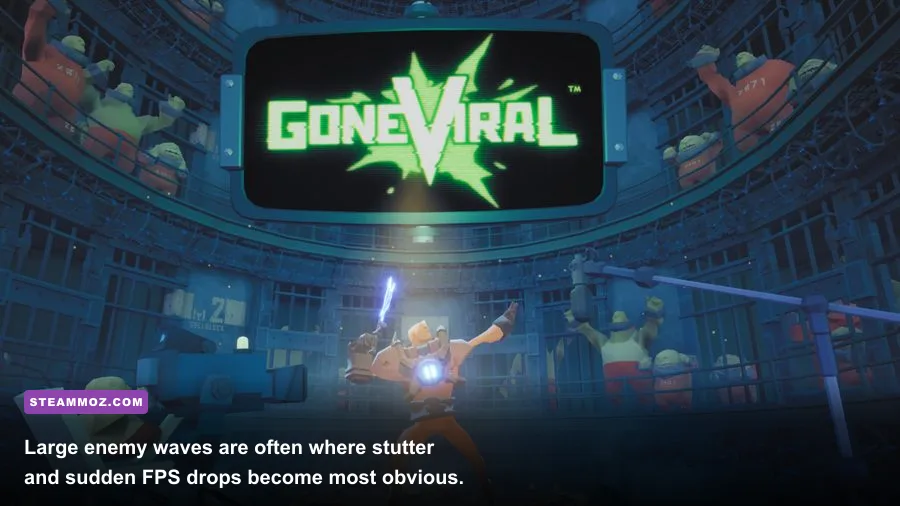 Gone Viral horde combat arena with weapons and enemies on PC
