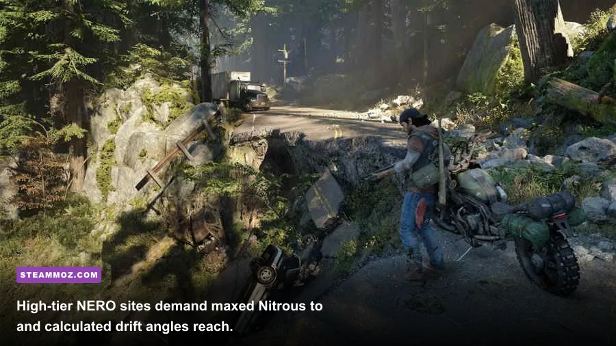 A hidden NERO Mobile Medical Unit perched atop an isolated cliff accessible only via bike jump