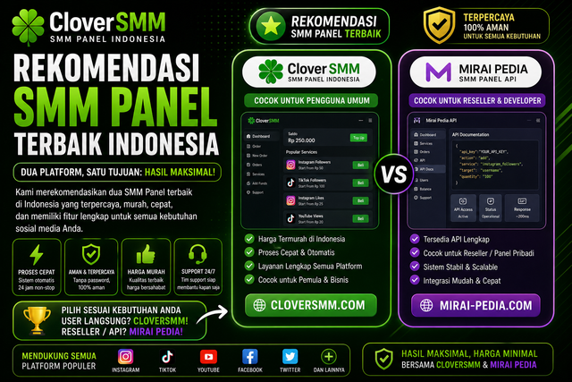 rekomendasi smm panel indonesia terbaik cloversmm mirai pedia murah api reseller