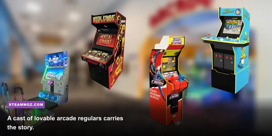 Arcade Spirits main character cast including Juniper Naomi and Gavin