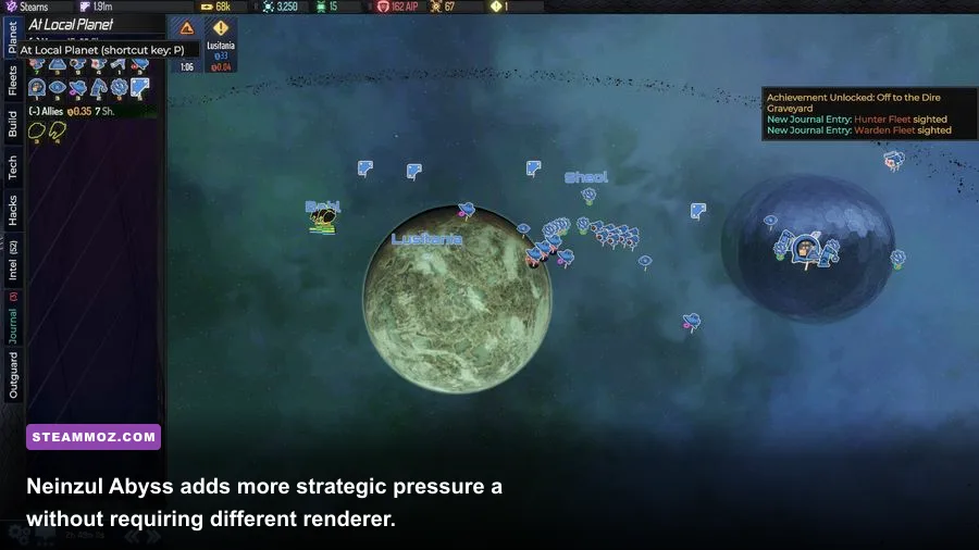 AI War 2 Neinzul Abyss structures and units displayed on the strategic map