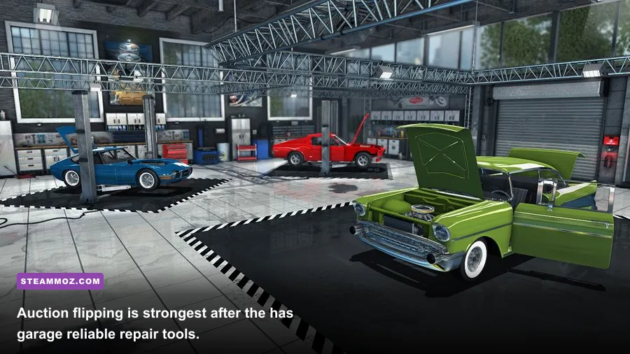 Restored car prepared for sale at the Car Mechanic Simulator 2015 auction