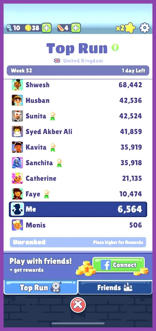 Subway Surfers Weekly Hunt event and high score leaderboard screen