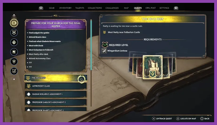 The High Keeper main quest checkpoint in Hogwarts Legacy
